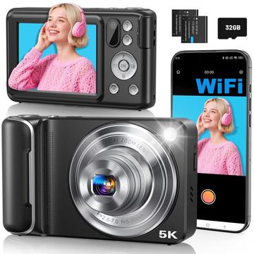 DC309X Mini Dual Lens Digital Camera med 32GB kort - Sort