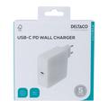 DELTACO USB-C PD-vægoplader 65W - hvid