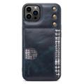 Denior Waxy iPhone 14 Pro Læderbeklædt Cover - Blå