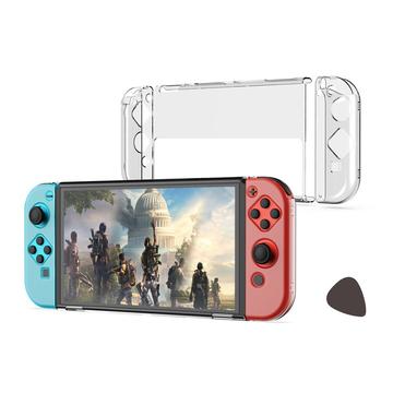 DOBE TNS-1133B 3-i-1 aftagelig gennemsigtig PC-beskyttelsesetui Drop-proof shell til Nintendo Switch OLED Venstre/højre håndtag Vært