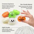 Dowmoo Halloween-dumplings-squishy-stressaflastningslegetøj med dampkogeæske - grøn med ét øje