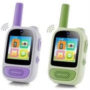 DW1 Børne-videowalkie-talkie med MP3-afspiller - 2 stk. - Lilla / Grøn