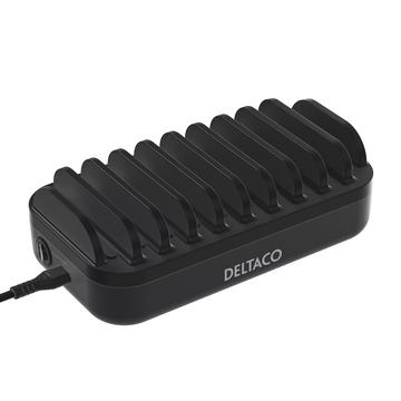 Deltaco ladestation med 10 porte - 7x USB-A & 3x USB-C - 120W - Sort