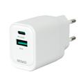 Deltaco 35W GaN-vægoplader - USB-C/USB-A - hvid