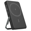 Deltaco 5000mAh magnetisk trådløs powerbank med stativ - sort