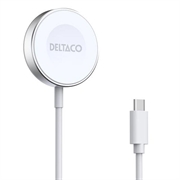 Deltaco magnetisk trådløs oplader til Apple Watch/Samsung Galaxy Watch - hvid