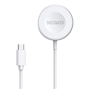 Deltaco magnetisk trådløs oplader til Apple Watch/Samsung Galaxy Watch - hvid