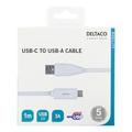 Deltaco USB 2.0 til USB-C-kabel - 1 m/3A - hvid