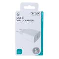 Deltaco USB-C-vægoplader med strømforsyning - 20W - hvid