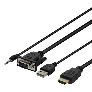 Deltaco VGA til HDMI-adapterkabel med lyd - 2 m