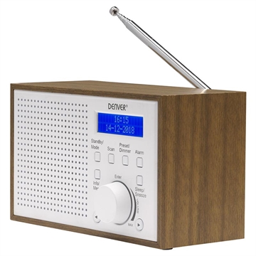 Denver DAB-46 DAB-radio med FM og alarmfunktion - hvid