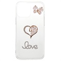 Diamantindretning iPhone 13 Pro Max TPU Cover - Hjerte