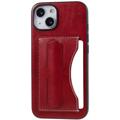 iPhone 14 Belagt Cover med Kortholder og Kickstand - Rød