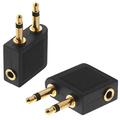 Dobbelt 3.5mm flyhovedtelefonadapter med forgyldte stik