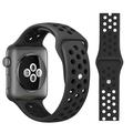 Dobbeltfarvet Apple Watch Series 9/8/SE (2022)/7/SE/6/5/4/3/2/1 Silikone Sportsrem - Sort