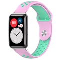 Dobbeltfarvet Huawei Watch Fit Silikone Sportsrem - Pink / Cyan
