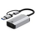 USB-C/USB 3.0 til RJ45 Gigabit Ethernet-adapter med dobbelt interface - kompakt Plug & Play LAN-konverter