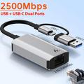 USB-C/USB 3.0 til RJ45 Gigabit Ethernet-adapter med dobbelt interface - kompakt Plug & Play LAN-konverter