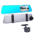 Dual Lens Vidvinkel Full HD Spejl Dashcam & HD Bakkamera