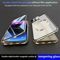 Dobbeltsidet hærdet glas + magnetisk metalramme Anti-Drop Case til iPhone 15 Kompatibel med MagSafe-telefoncover med spændelås