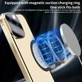 Dobbeltsidet hærdet glas + magnetisk metalramme Anti-Drop Case til iPhone 15 Kompatibel med MagSafe-telefoncover med spændelås - mørkeblå
