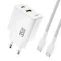 Dudao A27 MaxC 35W GaN-vægoplader med USB-C-kabel - hvid