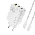 Dudao A29C 65W GaN-vægoplader med USB-C-kabel