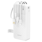 Dudao K11 Pro 20000mAh Powerbank med indbyggede kabler - Hvid