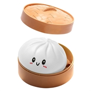 Blødt stresslegetøj i form af en dumpling med dampkogeæske - Hvid