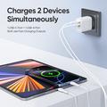 Duzzona T12 30W PD hurtigoplader til vægmontering - USB-C/USB-A, EU-stik - hvid
