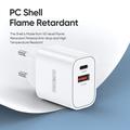 Duzzona T12 30W PD hurtigoplader til vægmontering - USB-C/USB-A, EU-stik - hvid