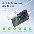 Duzzona T12 30W PD hurtigoplader til vægmontering - USB-C/USB-A, EU-stik - hvid