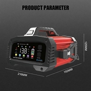 E-FAST TK-2500 Automatisk Batterioplader - 25A - Lion, LiFePO4, AGM GEL, Bly-syre, 12V/24V - Sort / Rød