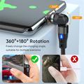E7 3-i-1 magnetisk kabel med 540 graders rotation - USB-C, Lightning, MicroUSB - 1m - Sort