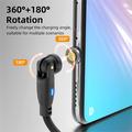 E9 Nylonflettet USB-C magnetisk kabel med 540 graders rotation - 1m/60W - sort