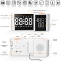 EN8837-A S-formet LED-vækkeursradio med dobbelt display og temperatur og luftfugtighed - hvid