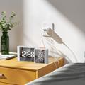 EN8837-A S-formet LED-vækkeursradio med dobbelt display og temperatur og luftfugtighed - hvid