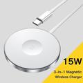 ESSAGER 3-i-1 15W magnetisk trådløs oplader til iPhone 12/13/14/15/16/17/Air, AirPods, iWatch Slim Charging Pad