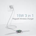ESSAGER 3-i-1 15W magnetisk trådløs oplader til iPhone 12/13/14/15, AirPods, iWatch Slim Charging Pad