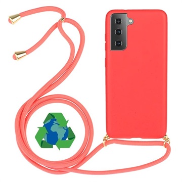 Saii Eco Line Samsung Galaxy S21 5G Cover med Strap - Rød