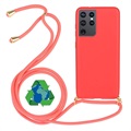 Saii Eco Line Samsung Galaxy S21 Ultra 5G Cover med Strap - Rød