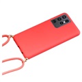 Saii Eco Line Samsung Galaxy S21 Ultra 5G Cover med Strap - Rød