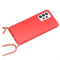 Saii Eco Line Samsung Galaxy A52 5G, Galaxy A52s Biologisk Nedbrydeligt Cover med Strap - Rød