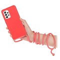 Saii Eco Line Samsung Galaxy A52 5G, Galaxy A52s Biologisk Nedbrydeligt Cover med Strap - Rød