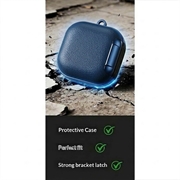 Samsung Galaxy Buds4/Buds4 Pro Elegant etui med karabinhage og rengøringspenne - Blå