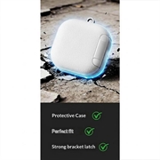 Samsung Galaxy Buds4/Buds4 Pro Elegant etui med karabinhage og rengøringspenne - Hvid