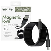 Empower fra PanzerGlass Magnetisk USB-C - 240W, 1.5m - Sort