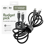 Empower by PanzerGlass Racing USB-C-kabel - 60W, 2m - sort