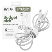 Empower by PanzerGlass Racing USB-C-kabel - 60W, 2m - hvid