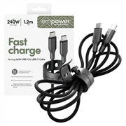 Empower by PanzerGlass USB-C-kabel - 240W, 1.2m - sort
